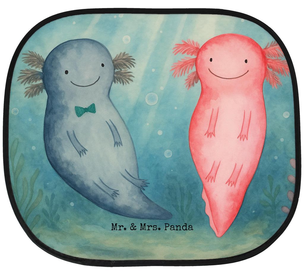 Mr. & Mrs. Panda Sonnenschutz Auto Axolotl Liebe Design - Weiß - Geschenk, für Autoscheiben, Autoscheibe, Frauen, Sonnenblende, Partner, Fürs, F...