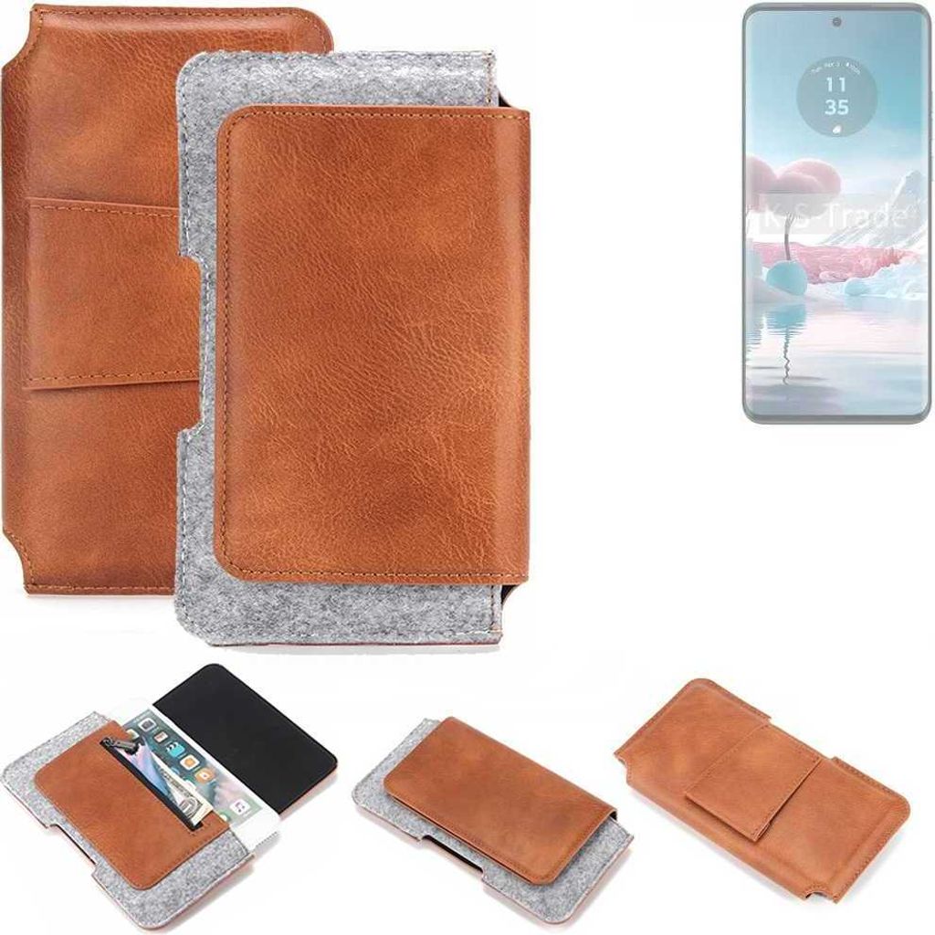 K-S-Trade Handyhülle Schutzhülle kompatibel mit Motorola Edge 40 Neo Gürteltasche Holster Gürtel Tasche Smartphone Tasche Handy Hülle Polyuret...