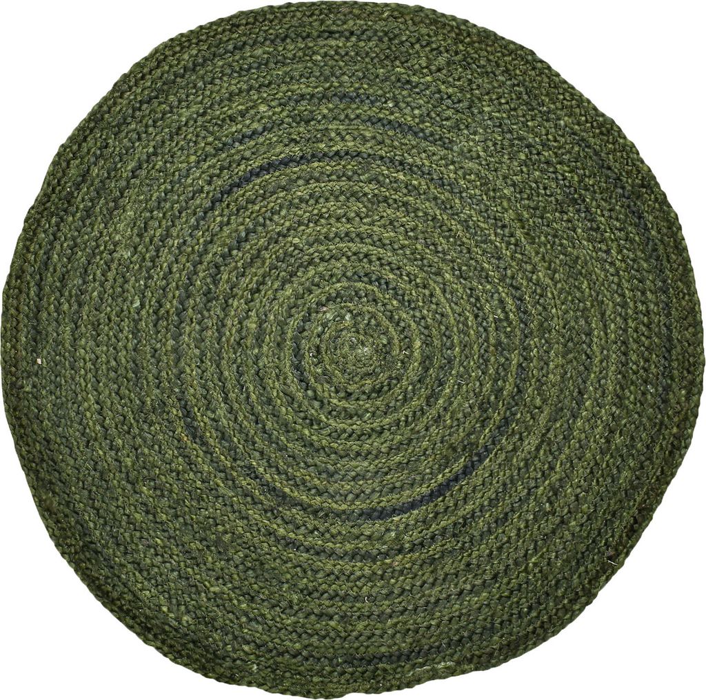 Marrakesch Boho Deko Jute Teppich rund 100 cm handgeflochten in gruen | Runder Teppich Abrila für Wohnzimmer Flur Bad oder Küche | Runde Outdoor ...