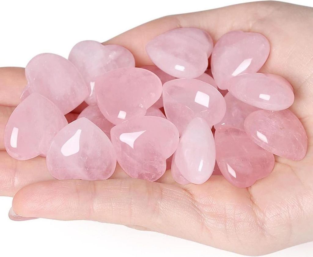 Cristalli di pietra di quarzo rosa del cuore Set di Immagine del prodotto 