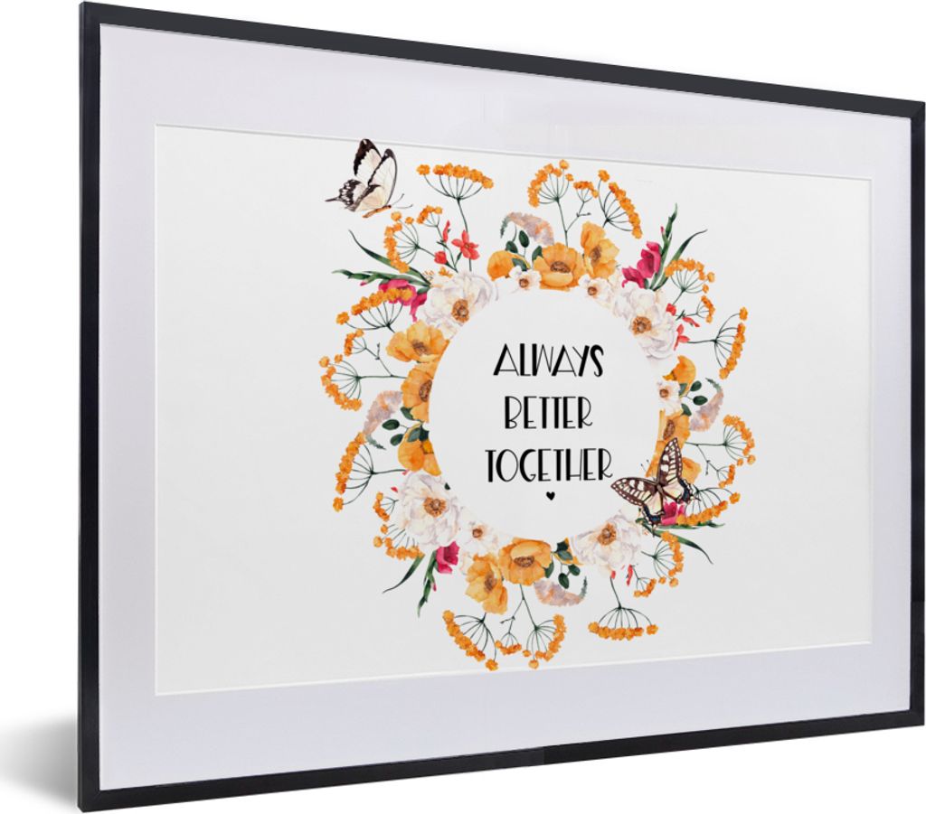 MuchoWow Gerahmtes Poster Zitate - Gemeinsam immer besser - Familie 40x30 cm - Poster mit Schwarzem Bilderrahmen Wandposter Rahmen Foto Bilder - ...