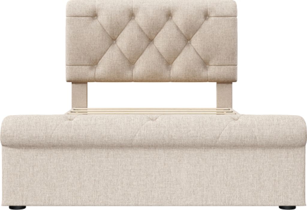 Einzelbett 90x200cm Ohne Matratze Naturbelassen Polsterbett Bettgestell Mit 2 Schubladen Und Hoehenverstellbarem Kopfteil Chesterfield Funktionsbett