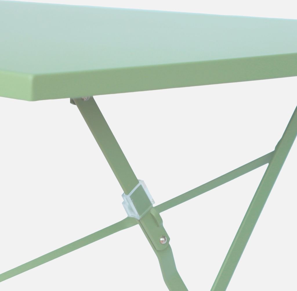 Oviala Set tavolo da giardino quadrato e 4 poltrone in acciaio blu Pacific - Palavas
