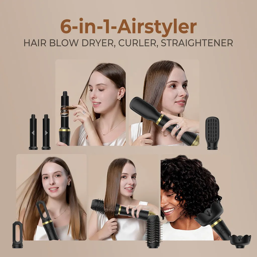 Sèche-cheveux 6-en-1 UKLISS Coiffage Professionnel à Domicile Complet