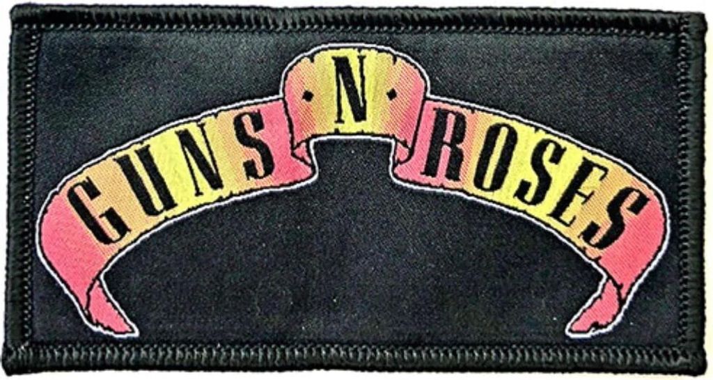 Guns N Roses - Mit Schriftrolle - Patch Logo RO9722 (Einheitsgröße) (Schwarz/Pink/Gelb)