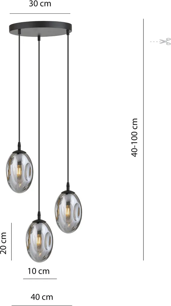 Luminaire design 3 abat-jours graphite ASTRAL 10W - Style industriel