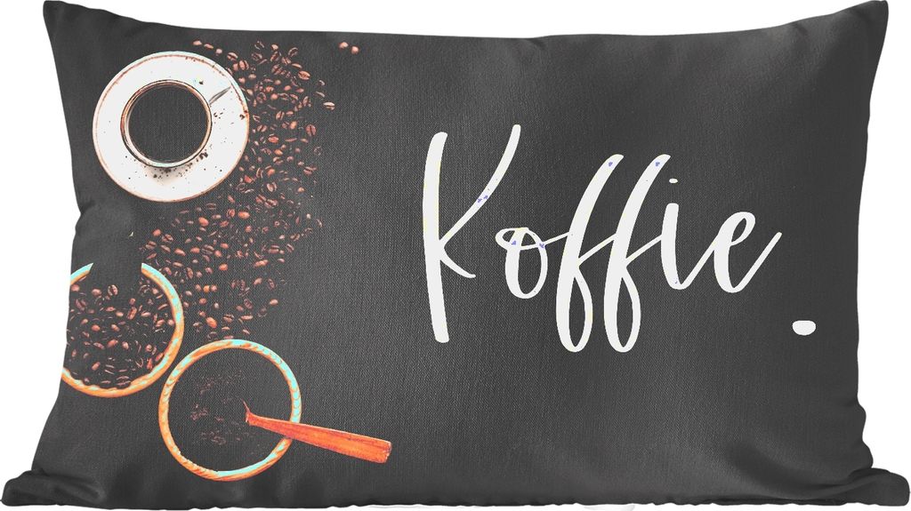 MuchoWow Zierkissen Sofakissen Wohnzimmer Dekokissen 60x40 cm Sprichwörter - Kaffee - Zitate - Kopfkissen - Polster mit Foto
