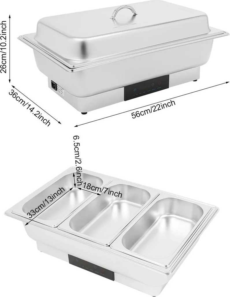 Chauffe-plat électrique 9L fini les repas froids avec 3 compartiments