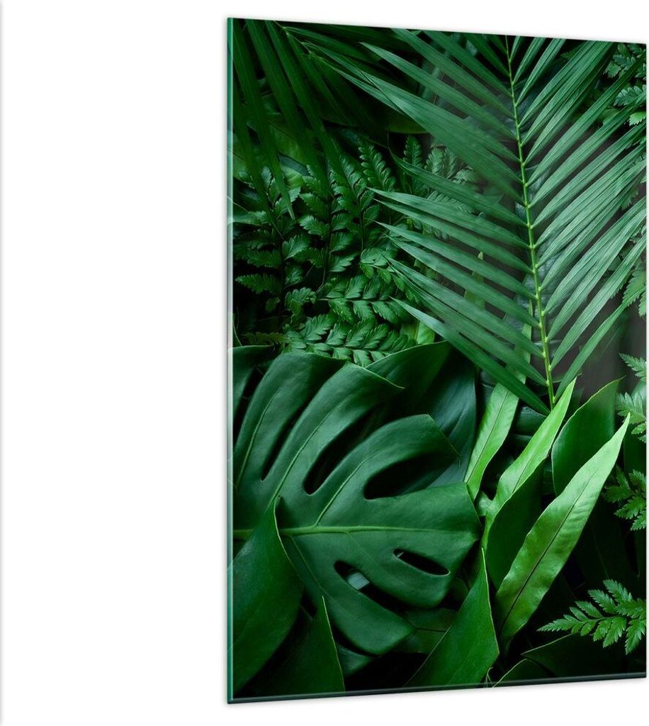 Bilder auf glas - Einteilig - Exotisch Blätter Monstera - 80x120cm - Glasbilder - Wandbilder - Bilder - Wanddekoration aus Glas - Glas Bilder - Wa...