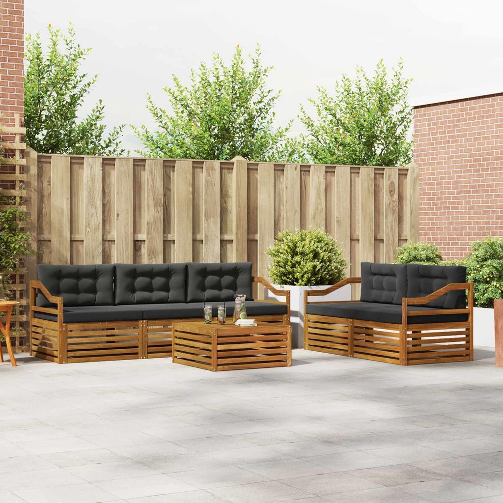 "Neues Produkt" Outdoor-Sofagarnitur ANTI-UV - CLORIS - mit Kissen - 6 pcs - Natur und Anthrazit - Modern Gartensofas V1080
