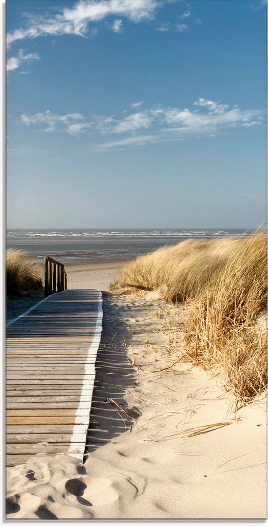 ARTland Glasbild Nordseestrand auf Langeoog - Steg Größe: 30x60 cm