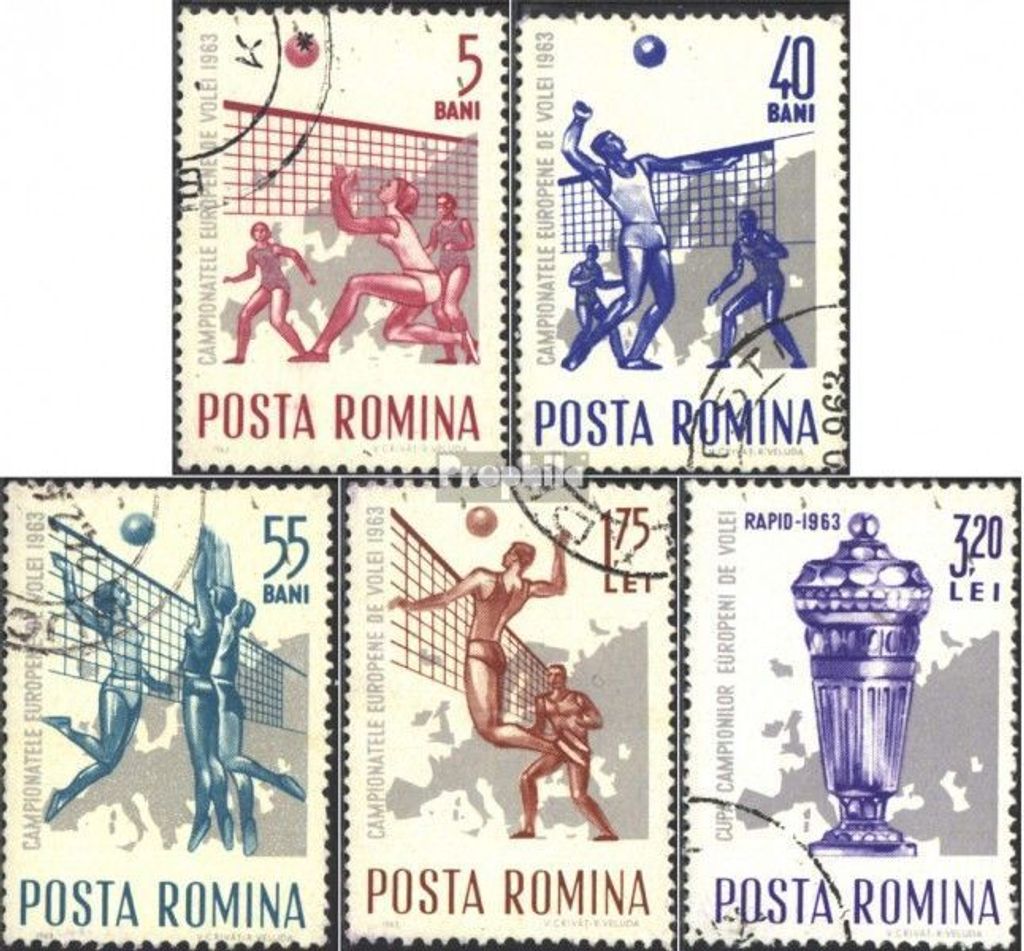 Briefmarken Rumänien 1963 Mi 2184-2188 (kompl.Ausg.) postfrisch EM im Volleyball