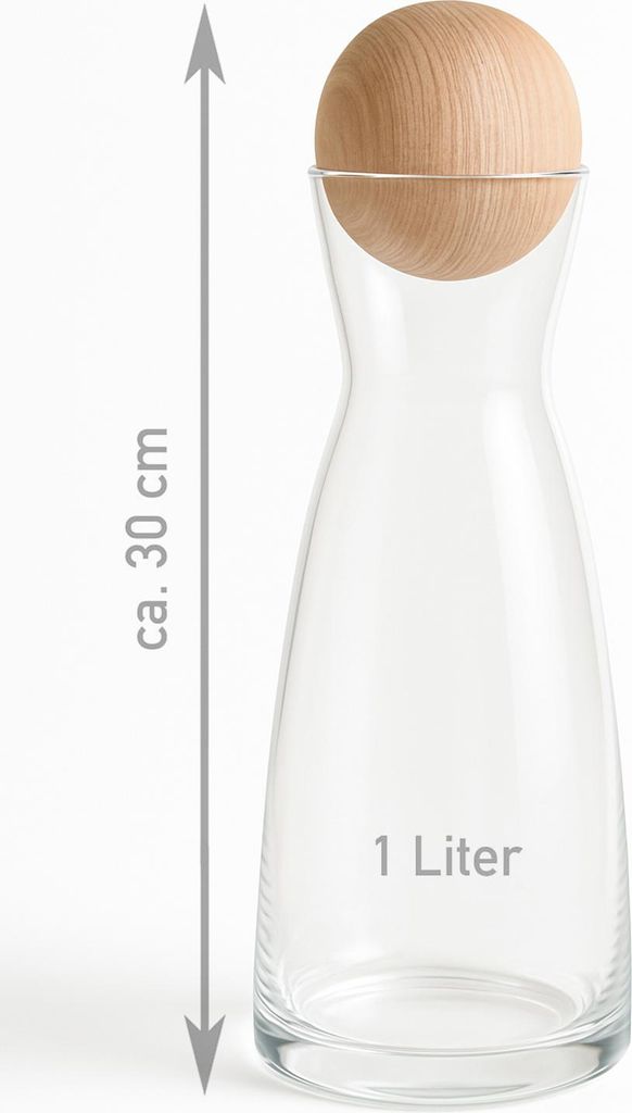 1 Liter Karaffe mit Zirbenkugel - Wasserkaraffe, Produktbild 