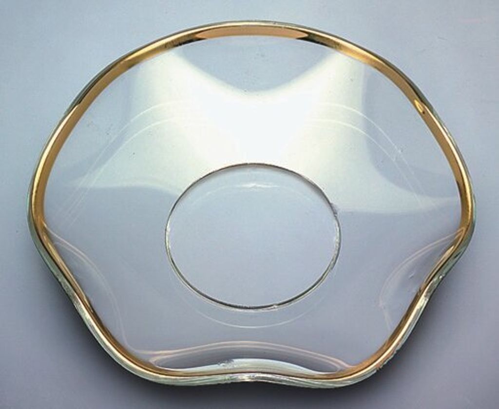 Glas-Kerzenmanschette (Tropfenfänger) "Gewellt Goldrand" Produktbild 
