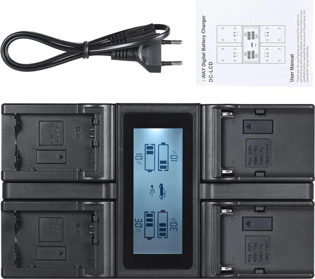 Chargeur 4 Canaux pour Sony : Ne manquez plus d'énergie avec l'écran LCD