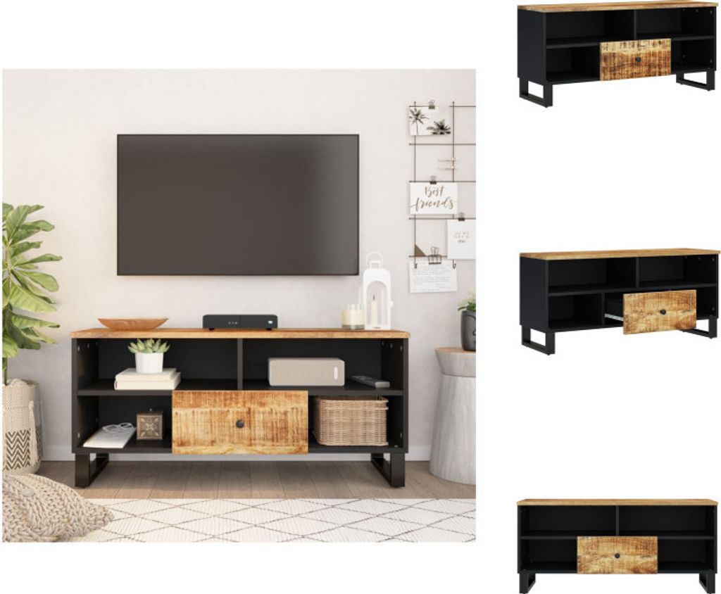vidaXL TV-Schrank 100x33x46 cm Massivholz Mango & Holzwerkstoff - TV-Möbel