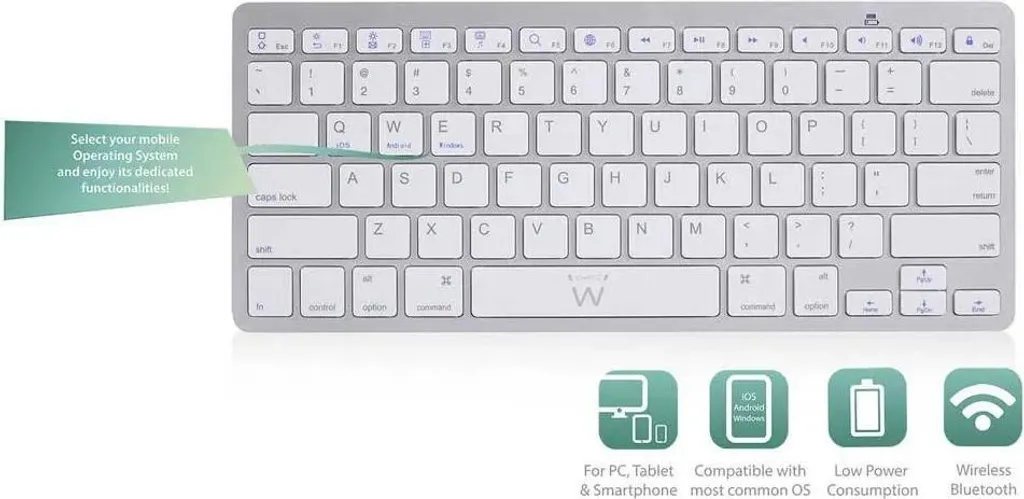 Clavier Bluetooth Ewent EW3161 Blanc AZERTY Espagnol sans Fil Compact