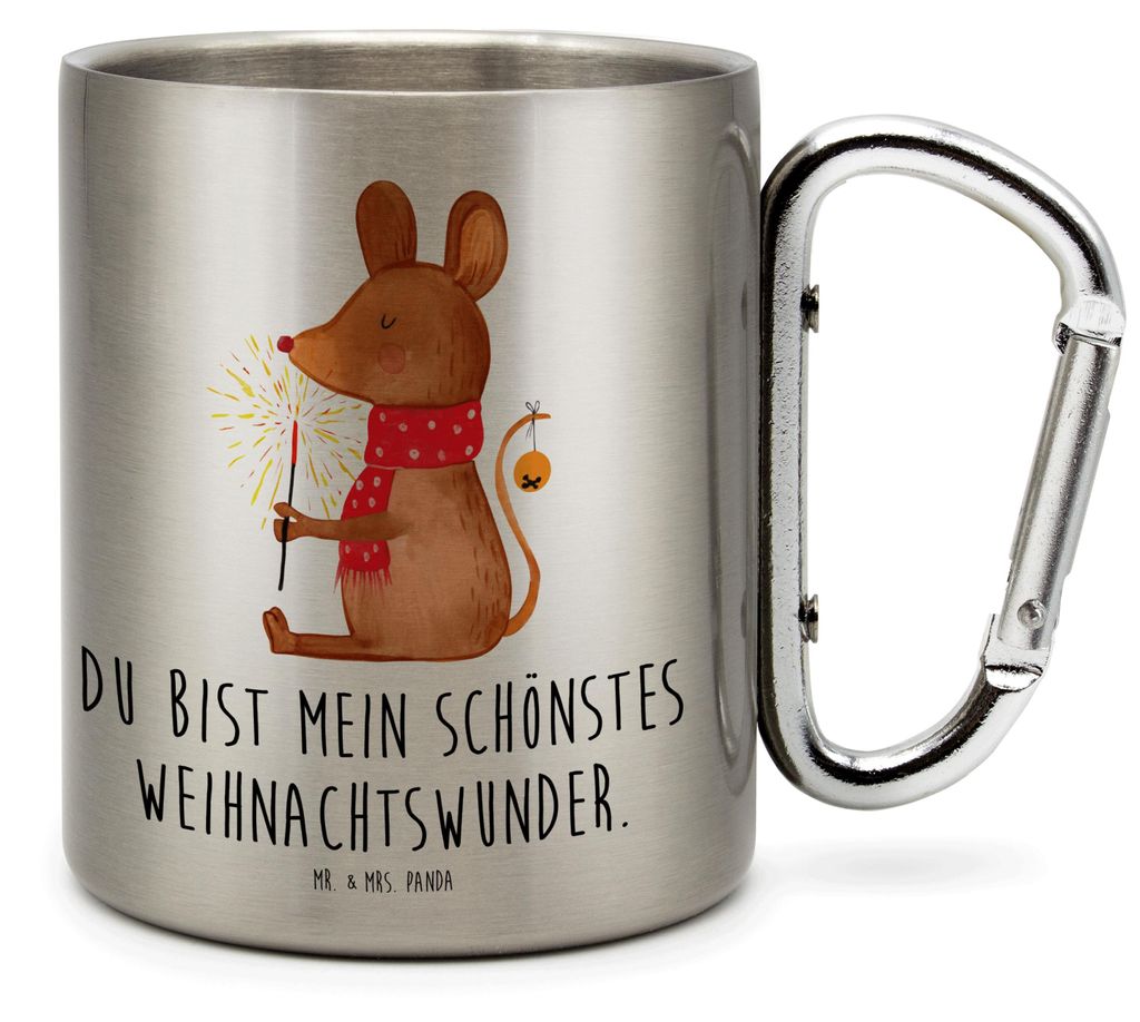 Mr. & Mrs. Panda Thermobecher Maus Weihnachten - Transparent - Geschenk, Edelstahltasse, Frohe, Weihnachtsgruß, Teetasse, Weihnachtsmotiv, Mäusch...
