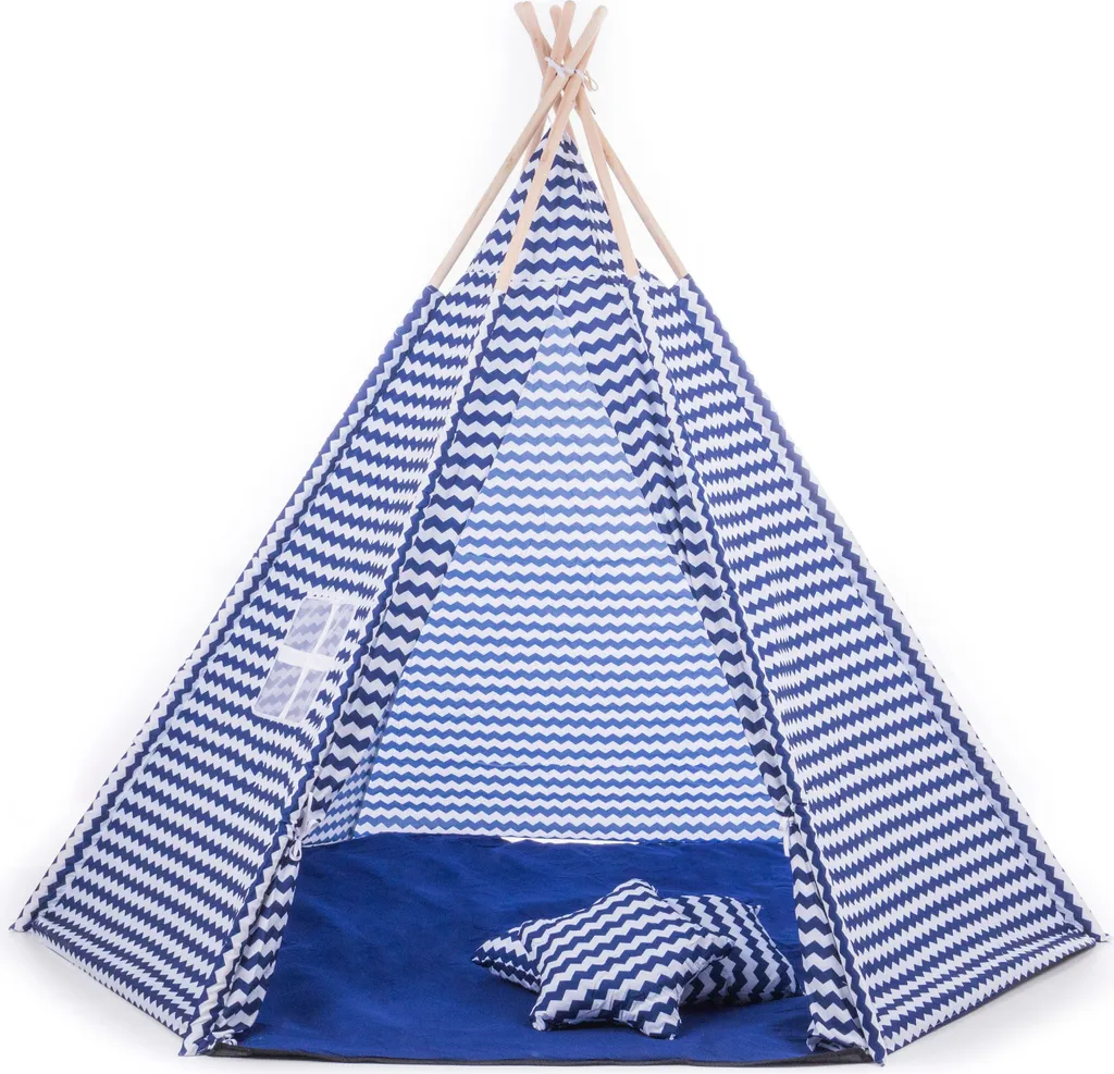 Tipi Enfant G21 Zig Zag - Tente de Jeu Pliable en Coton et Bois Naturel