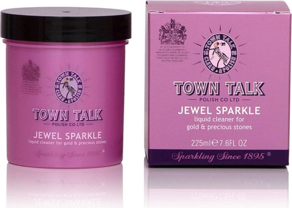 A product shot of a jar and its box for jewelry cleaner.