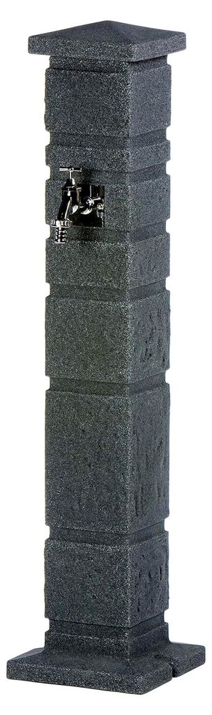 Wasserzapfstelle anthrazit - Wasserentnahmestelle Romana black granit aus hochwertigem Kunststoff mit Wasserhahn