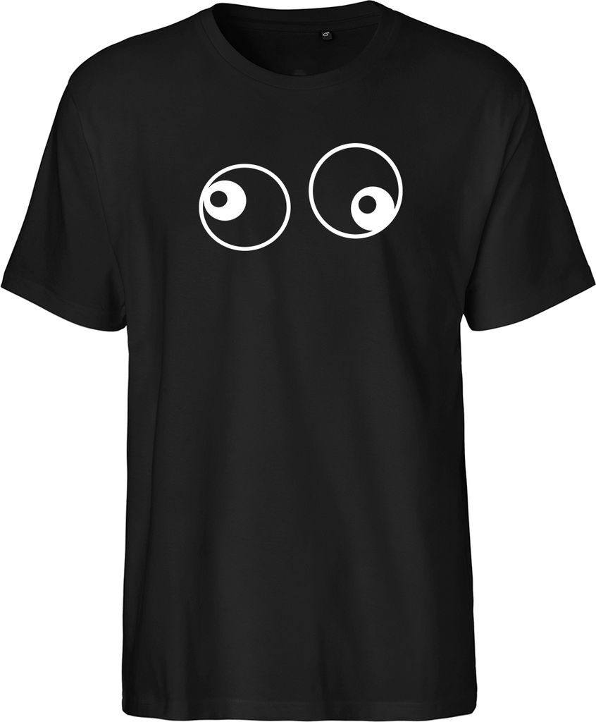 Huuraa Herren T-Shirt Freaky Eyes 3XL Black Bio Baumwolle Fairtrade Herrenshirt Geschenkidee