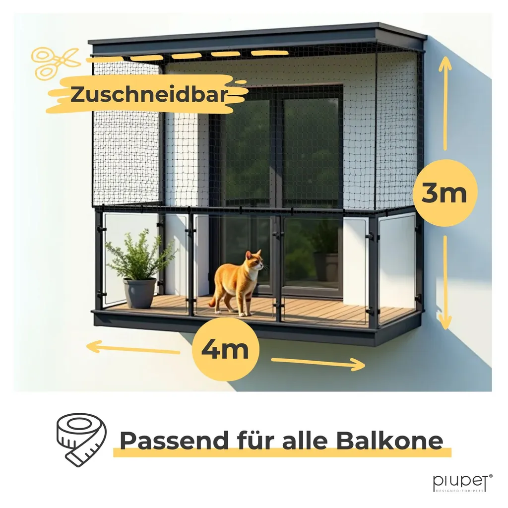 Filet pour chat anti-morsure avec kit de fixation pour balcon - 5