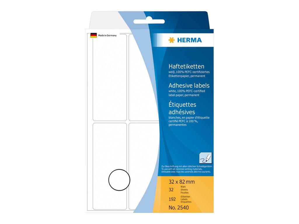 Vielzwecketiketten weiß 32x82 mm Papier matt 192 St. Produktbild 