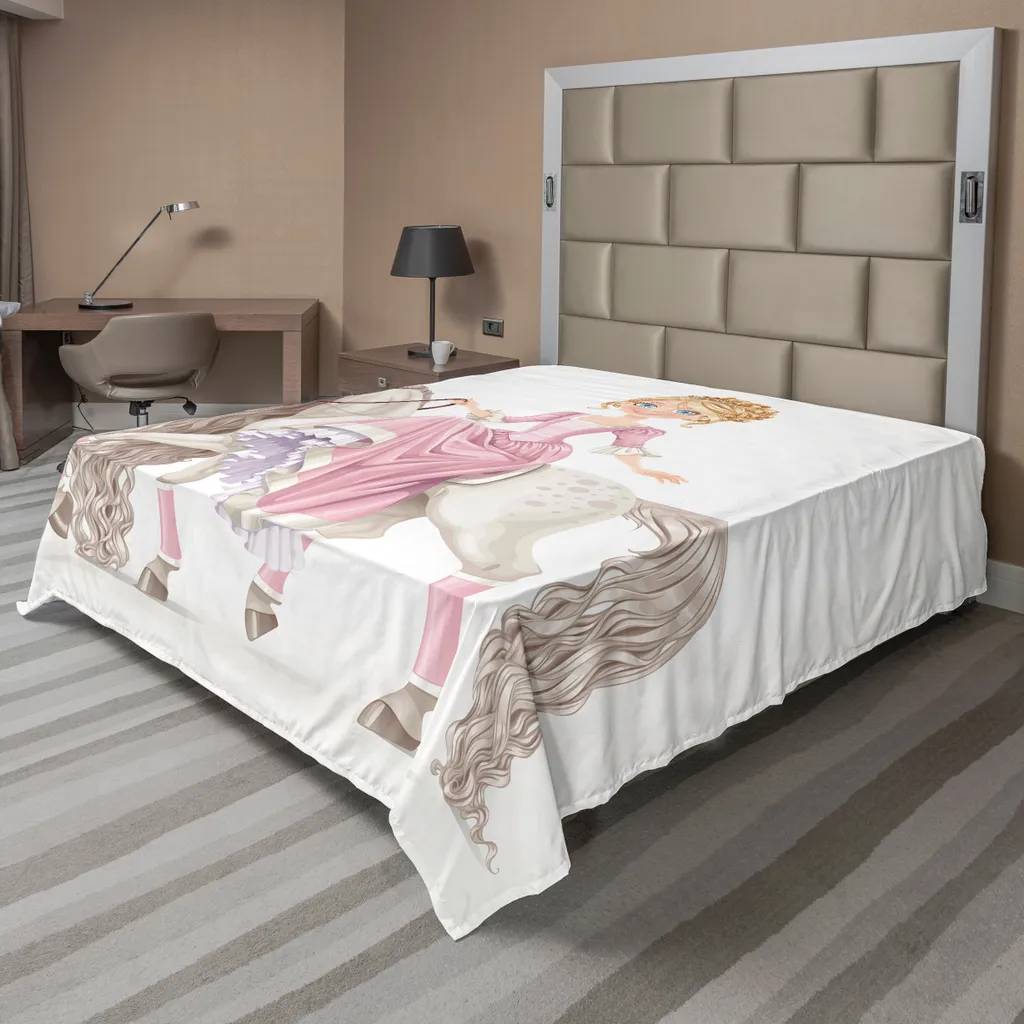Drap de lit rose doux et confortable imprimé Princesse 244x205 cm
