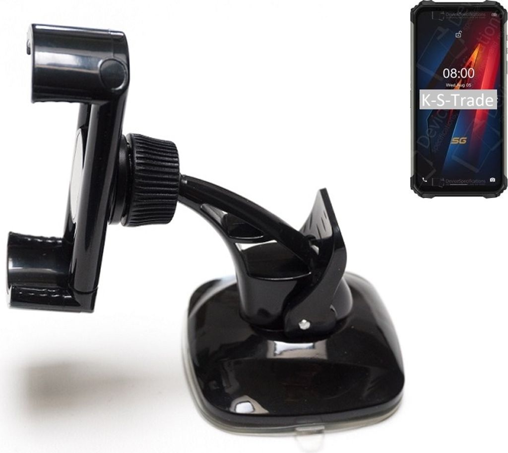 K-S-Trade kompakte Handy-Halterung Windschutzscheibe kompatibel mit Ulefone Armor 8 5G Armaturenbrett schwarz Autohalterung KFZ Halter