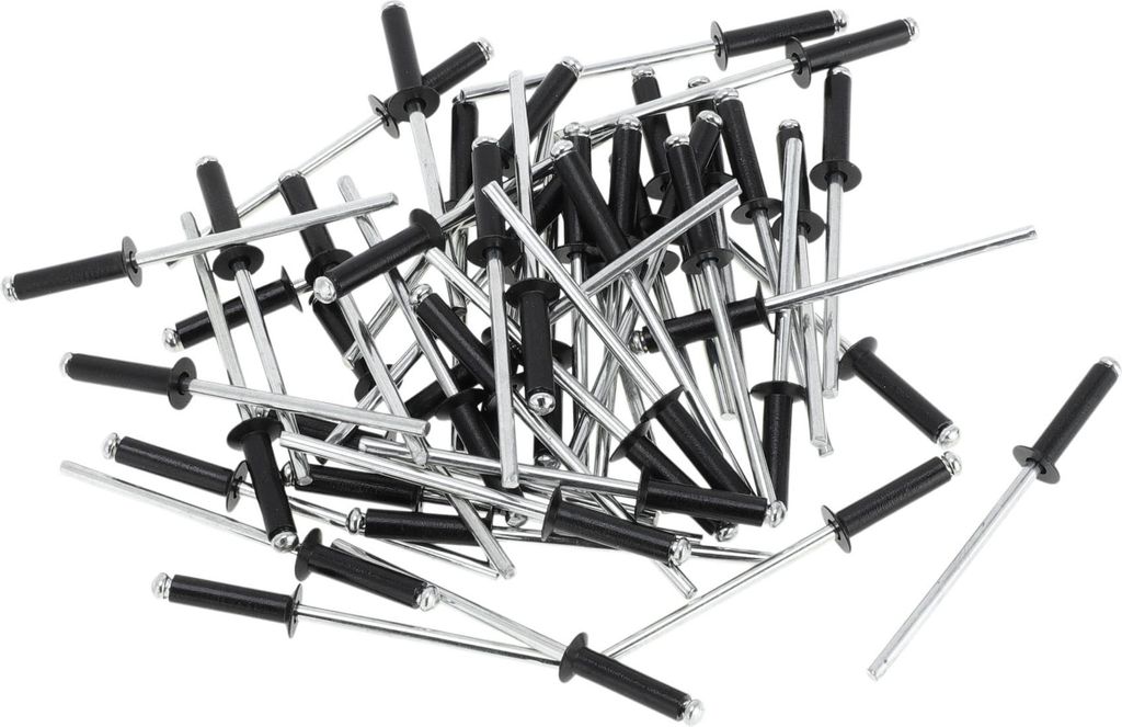 Offene Enden Großkopf Blindnieten 3,2 mm Griffdurchmesser 13 mm Grifflänge 6 mm Flanschdurchmesser Aluminiumlegierung Eisen Silberton Schwarz 50 ...