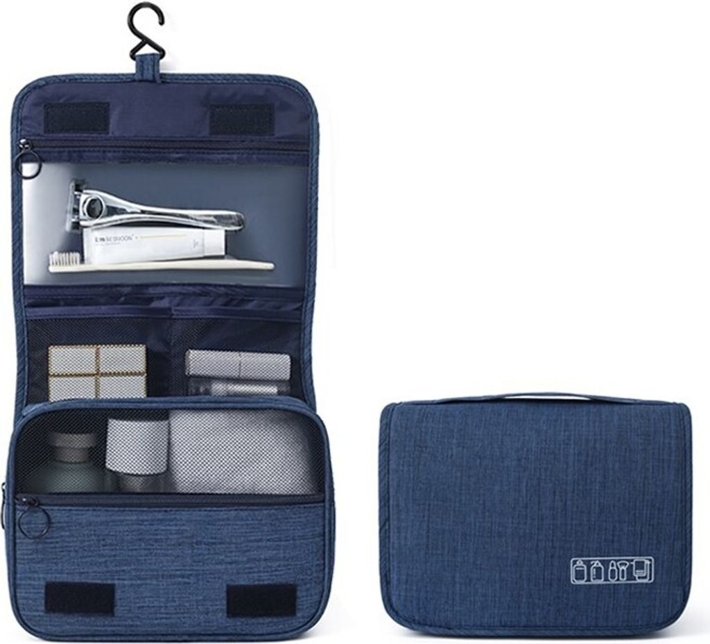 INF Kulturtasche zum Aufhängen Polyester Blau Kulturbeutel