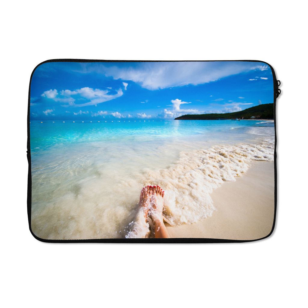 MuchoWow Laptop Hülle 13 Zoll Strand - Sand - Füße Laptoptasche - Laptophülle - Sleeve - Rundumschutz