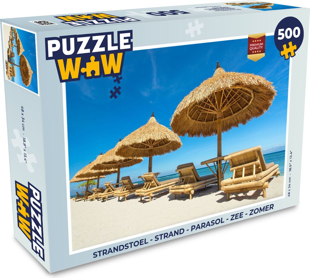 MuchoWow Puzzle 500 Teile Strandkorb - Strand - Sonnenschirm - Meer - Sommer - 500 Teile - Kinder - Selberbauen - Puzzlespiele