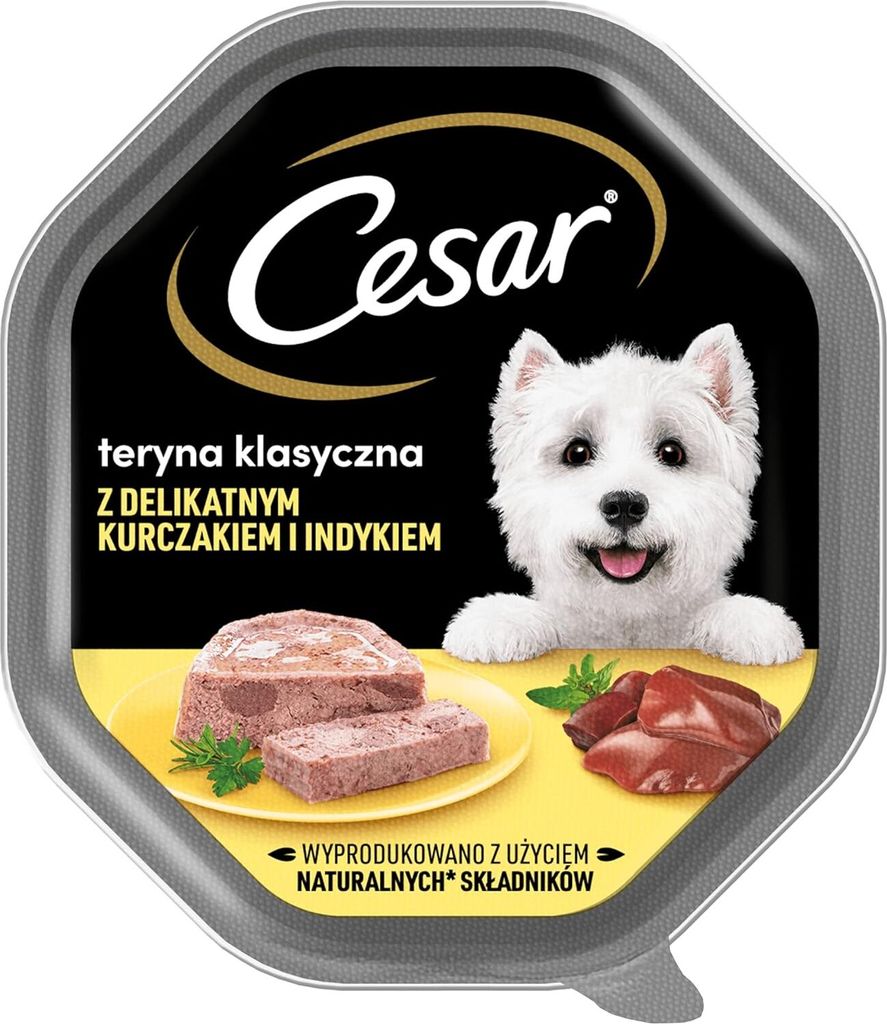 Cesar Klassik-Terrine Nassfutter für ausgewachsene Hunde mit zartem Huhn und Truthahn, Schale 6 x 150g
