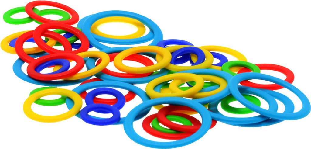A pile of colorful plastic rings.