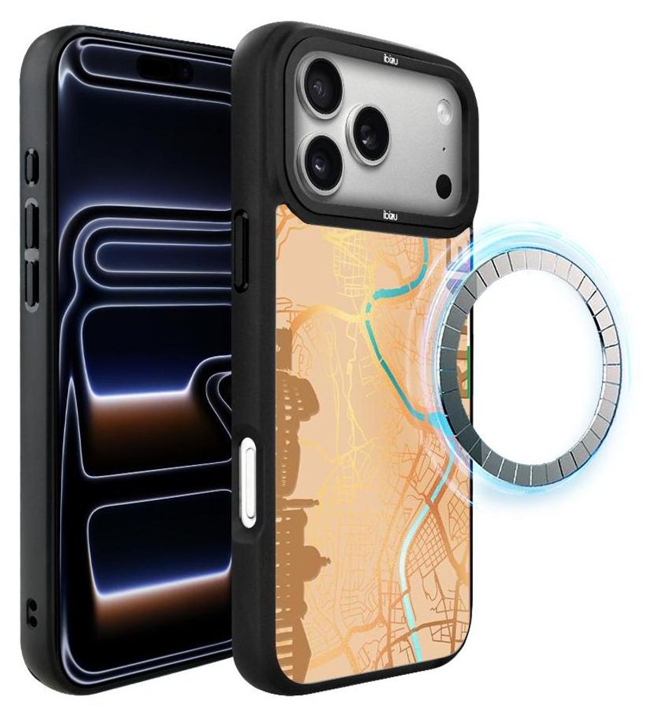 Schutzhülle für das iPhone 17 Pro Max, MagSafe-kompatibel, mattschwarze Seiten, Stadtplan von Rom