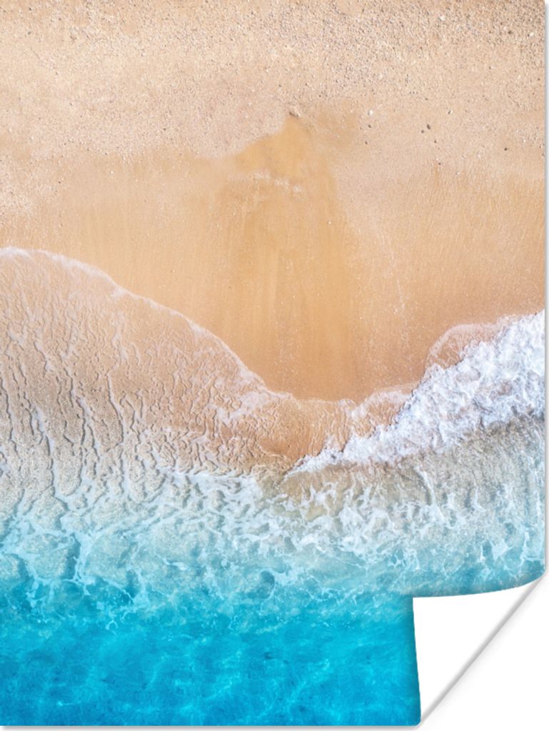 MuchoWow Poster Strand - Meer - Sand - Sommer - Blau - Wellen 120x160 cm - Wandbilder