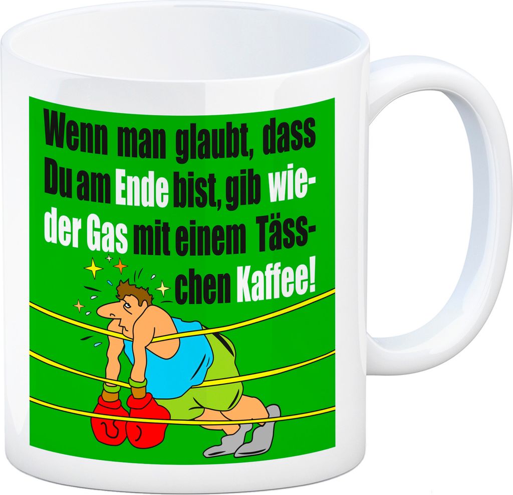 Motivation Kaffeebecher mit Boxer Motiv in grün