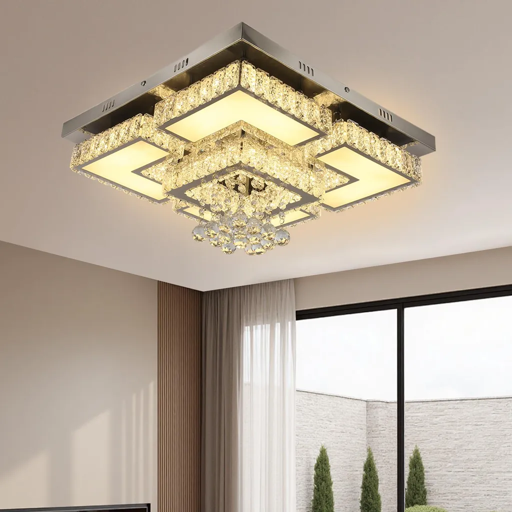 Plafonnier LED carré blanc 50x50 cm avec télécommande réglable