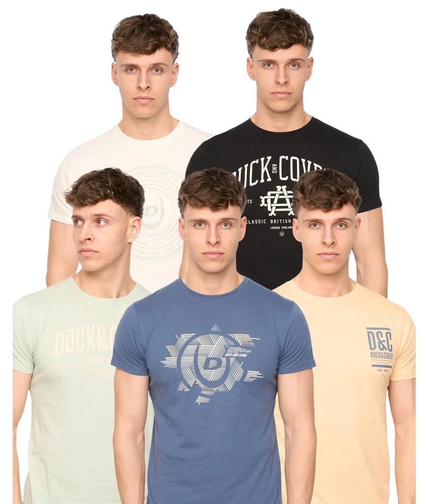 Duck and Cover - "Haltecks" T-Shirt für Herren (5er-Pack) BG2435 (M) (Bunt)