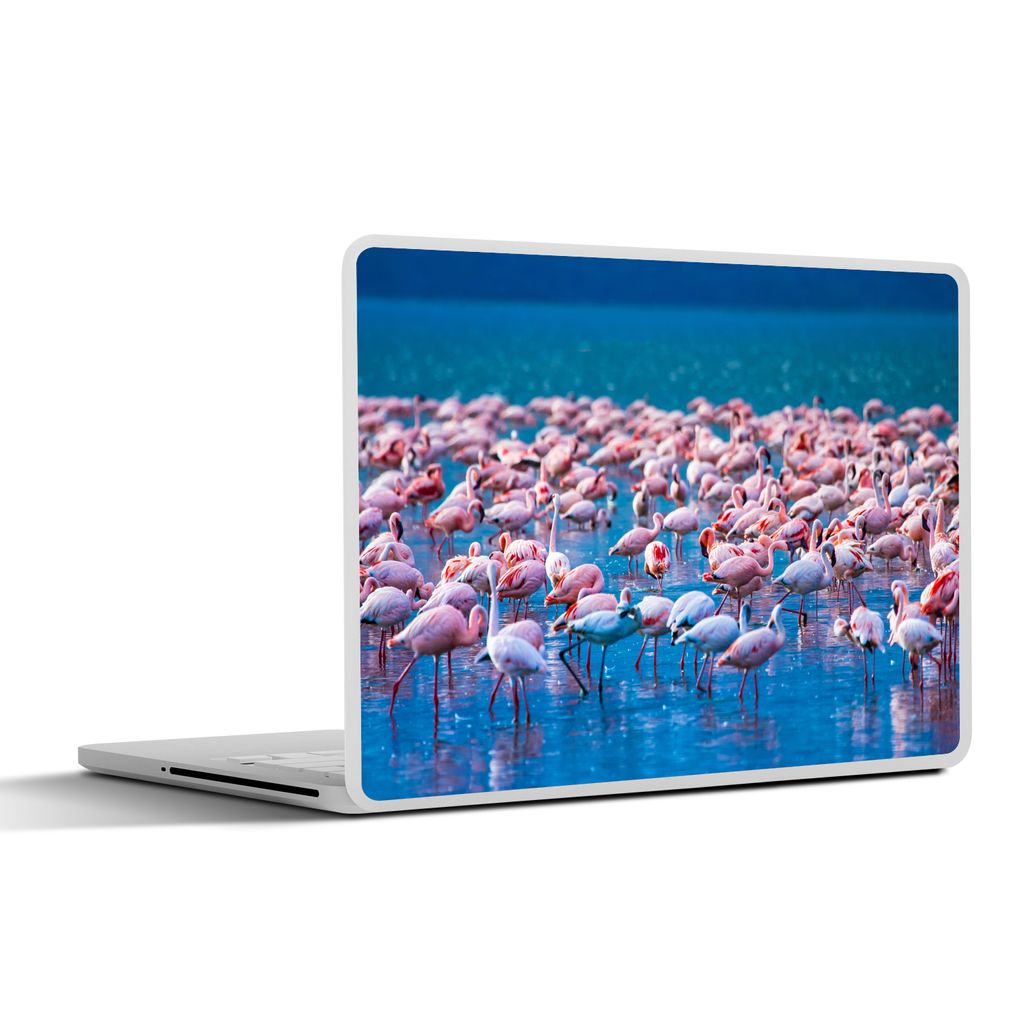 MuchoWow Laptop Aufkleber Sticker Cover Flamingo - Wasser - Tropisch - Rosa 40x30 cm - Laptop Dekoration - Selbstklebend