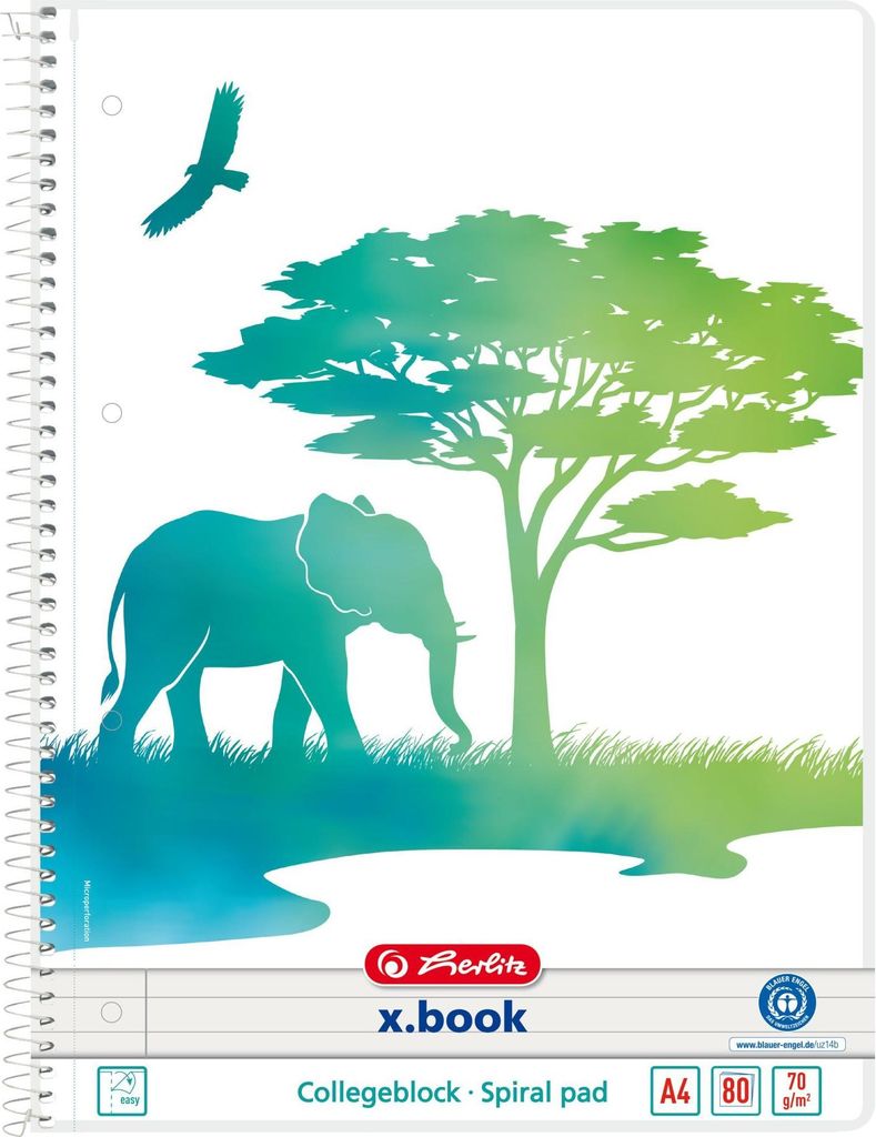herlitz Collegeblock GREENline Elefant DIN A4 liniert