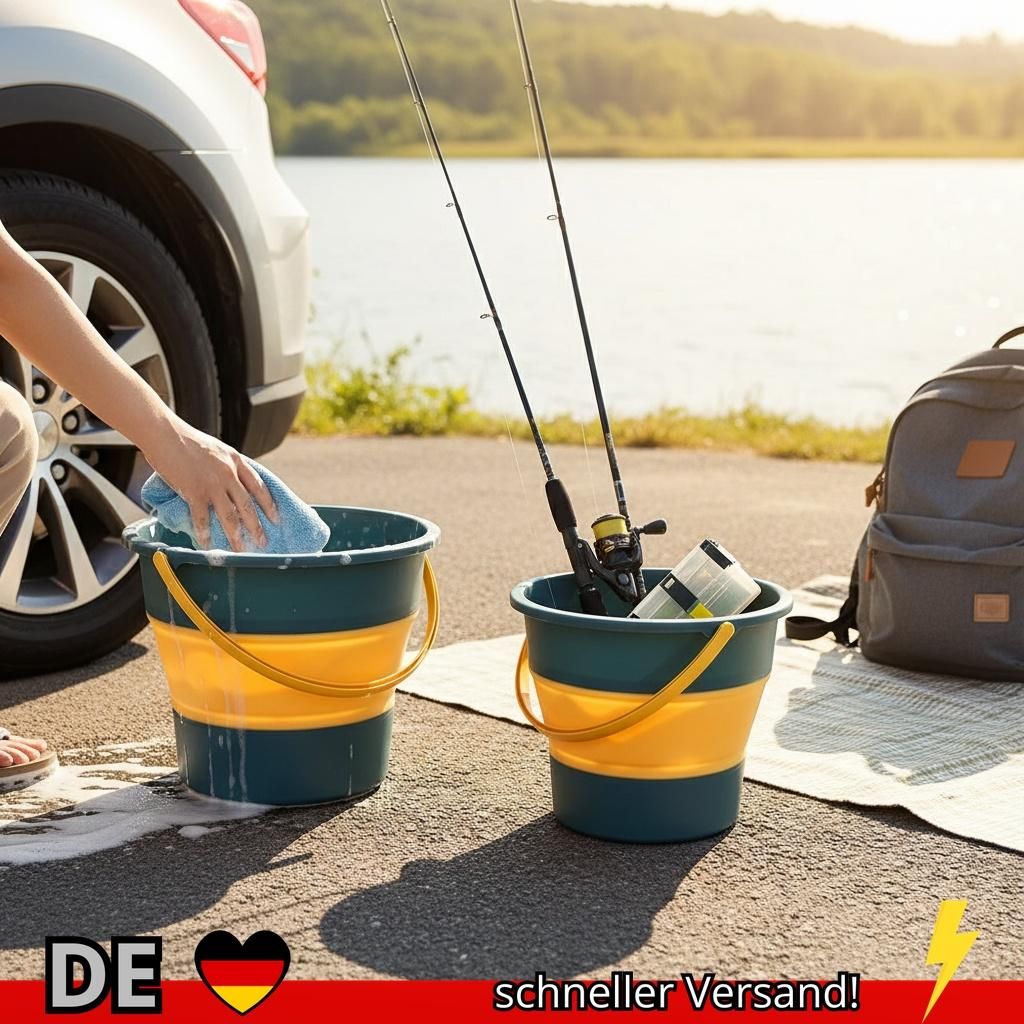 5 10 17L Klapp Tragbare Eimer mit Abdeckung Auto Waschen Angeln Bad Werkzeug