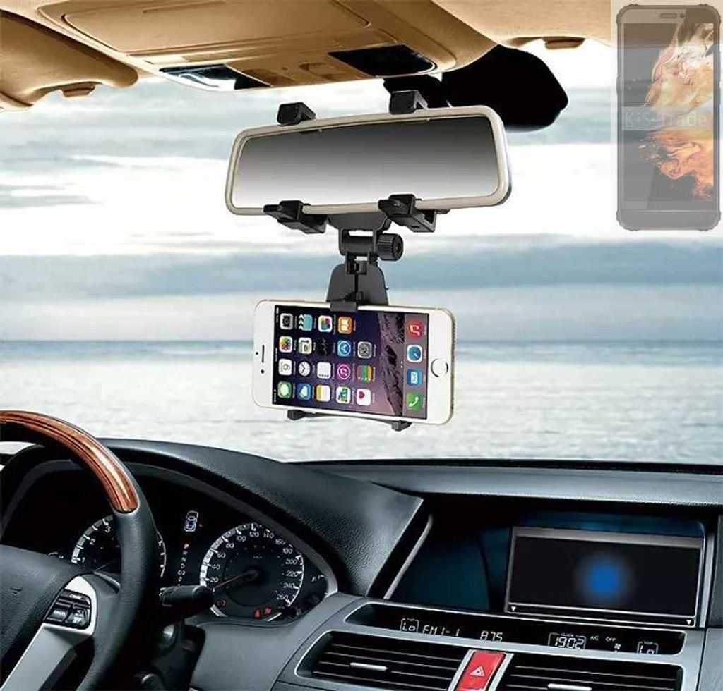 K-S-Trade Smartphone Halterung kompatibel mit AGM H3 Rückspiegel Halterung schwarz Auto Halterung KFZ Halter