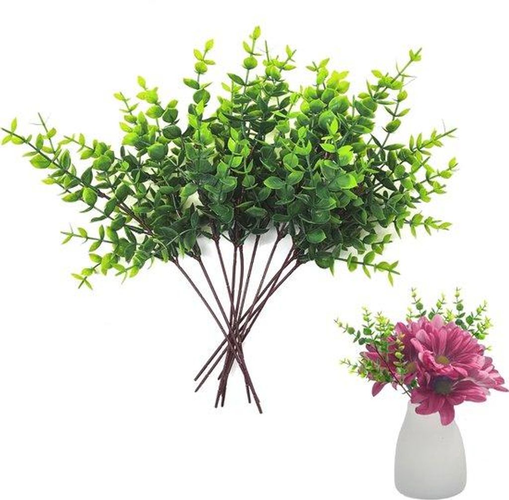 Kunstmatige grüneria-Gruppen, 10 Stück, grüne Blätter, 28 cm, für Hochzeiten, Schlafzimmer, Blumensträuße und Dekorationen