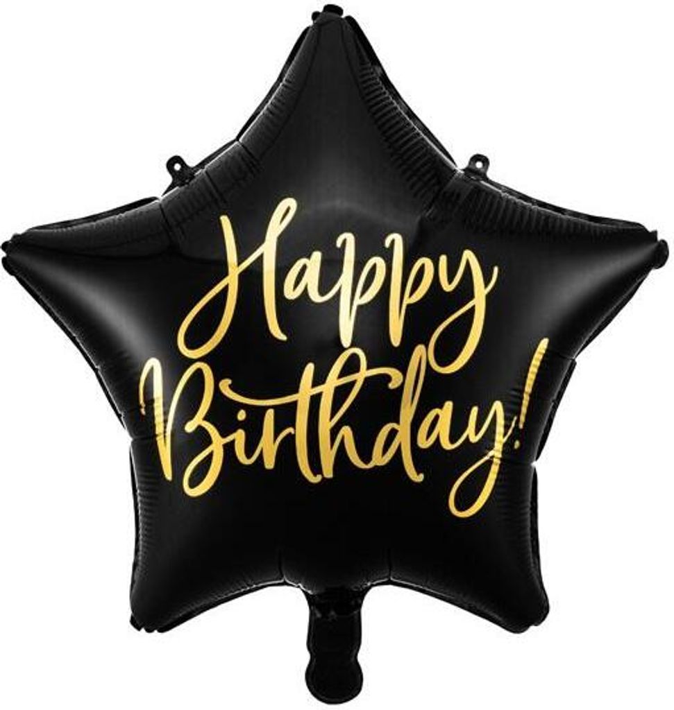 Fóliový balónek s hvězdou Happy Birthday 40cm černý Obrázek produktu 1