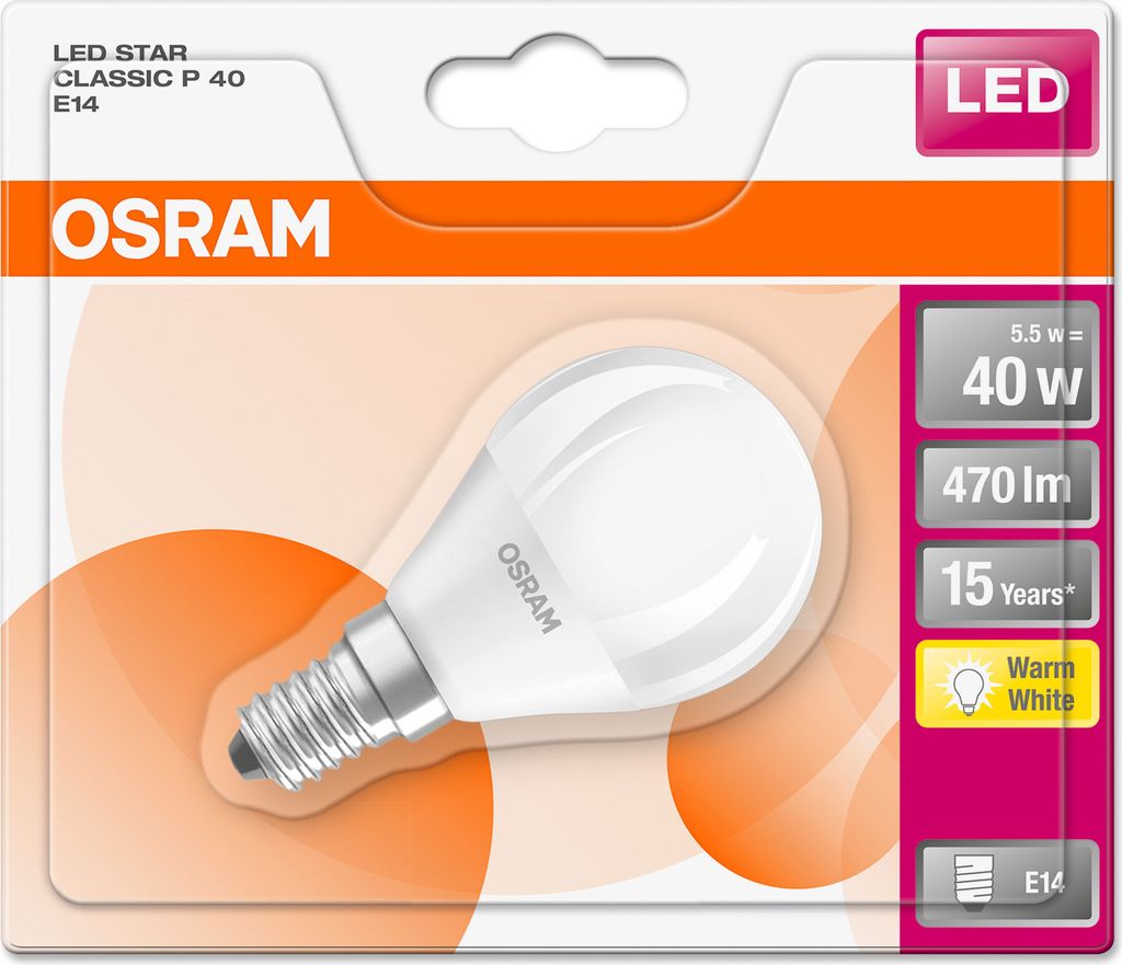 Osram Led Star Classic P, 6 W, 40 W, E14, 470 lm, 20000 h, Produktbild 