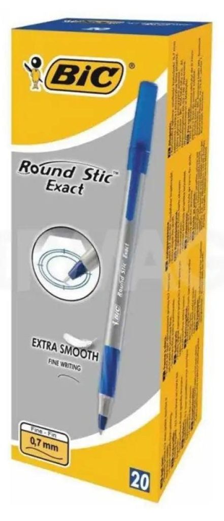 BIC Round Stic Exact, Spona, Kulikov pero, Modr, 20 kus, Obrázek produktu 