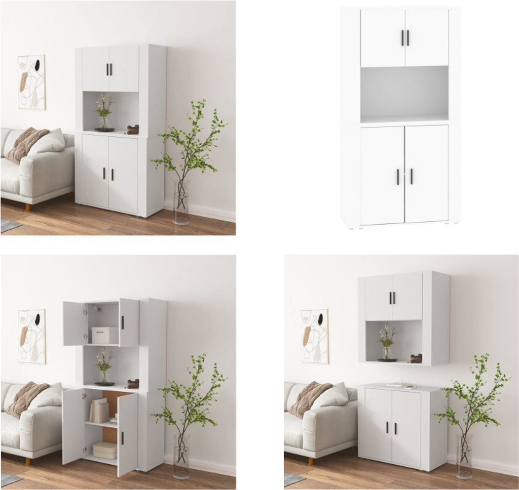 vidaXL Highboard Weiß Holzwerkstoff - Highboard - Highboards - Sideboard - Kommode